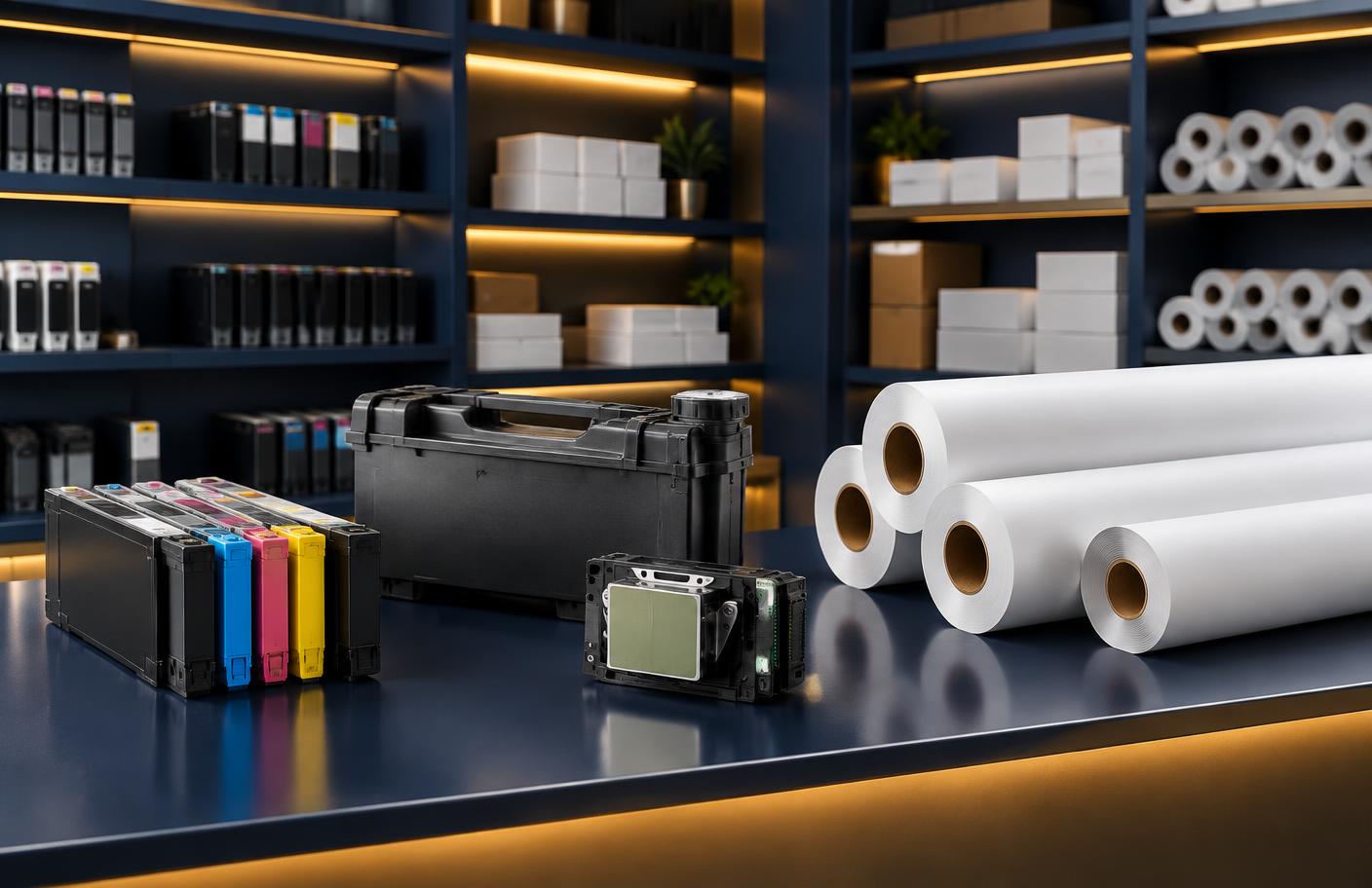 Inks and maintenance parts for large format printers