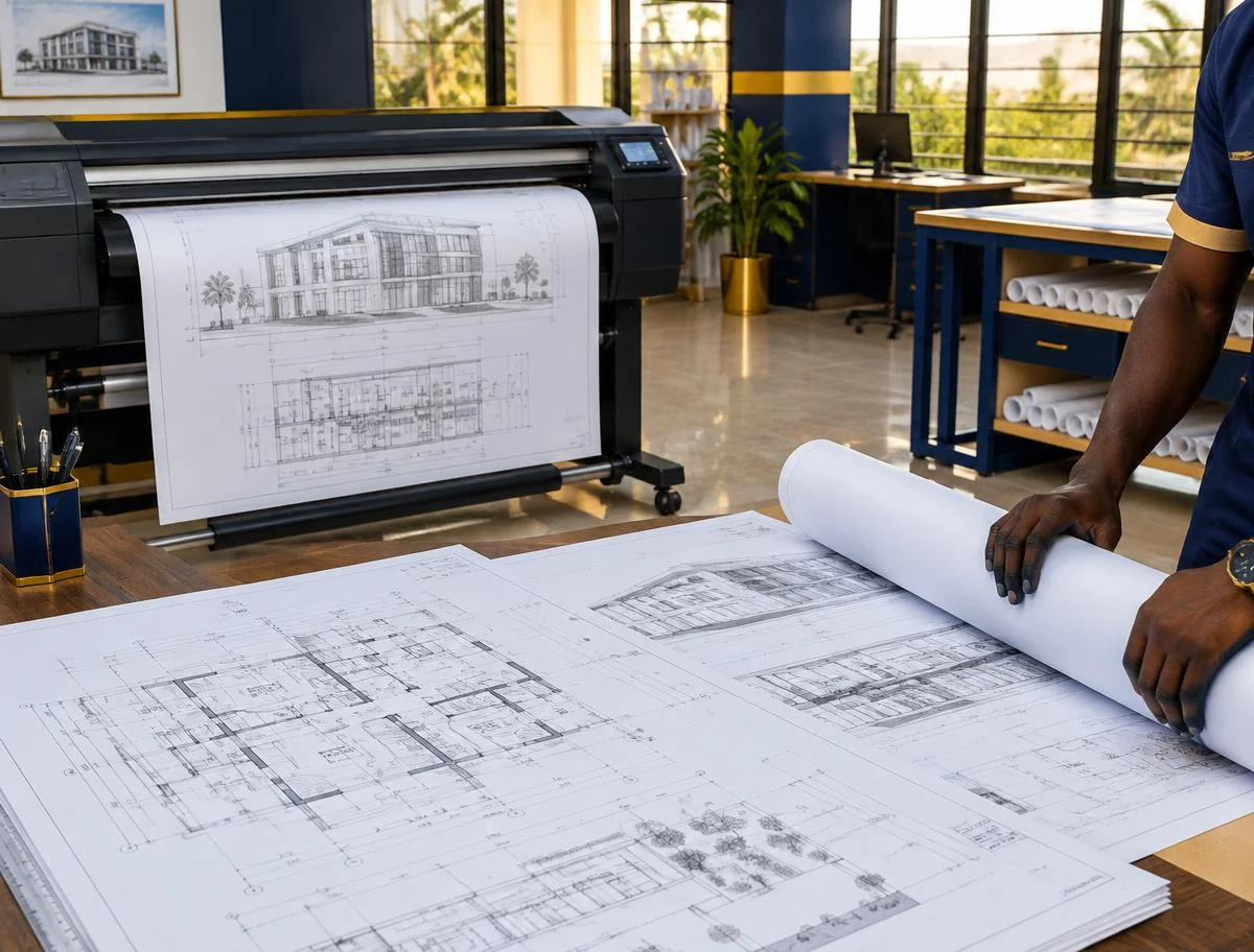 Plans architecturaux imprimés en grand format
